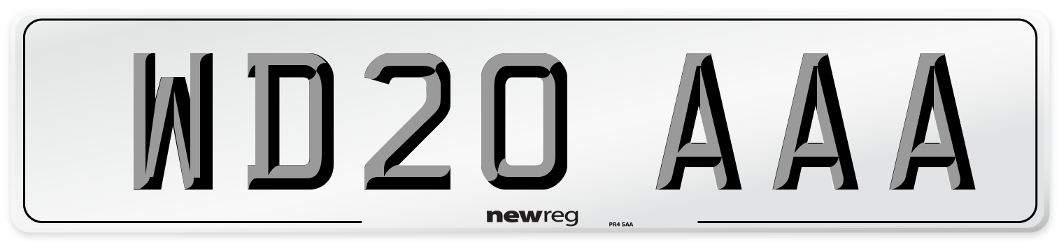 WD20 AAA Number Plate from New Reg